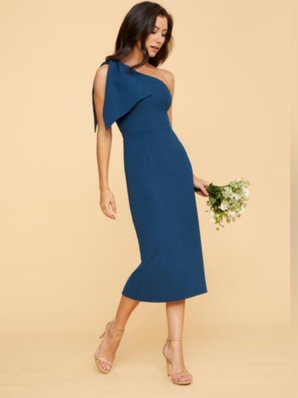 Dress the Population Tiffany ONE Shoulder Dress Medium Peacock